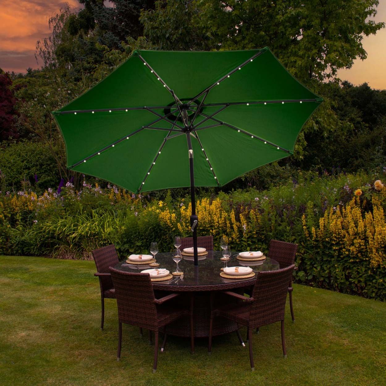 Parasol Green 2.7m LED Tilt