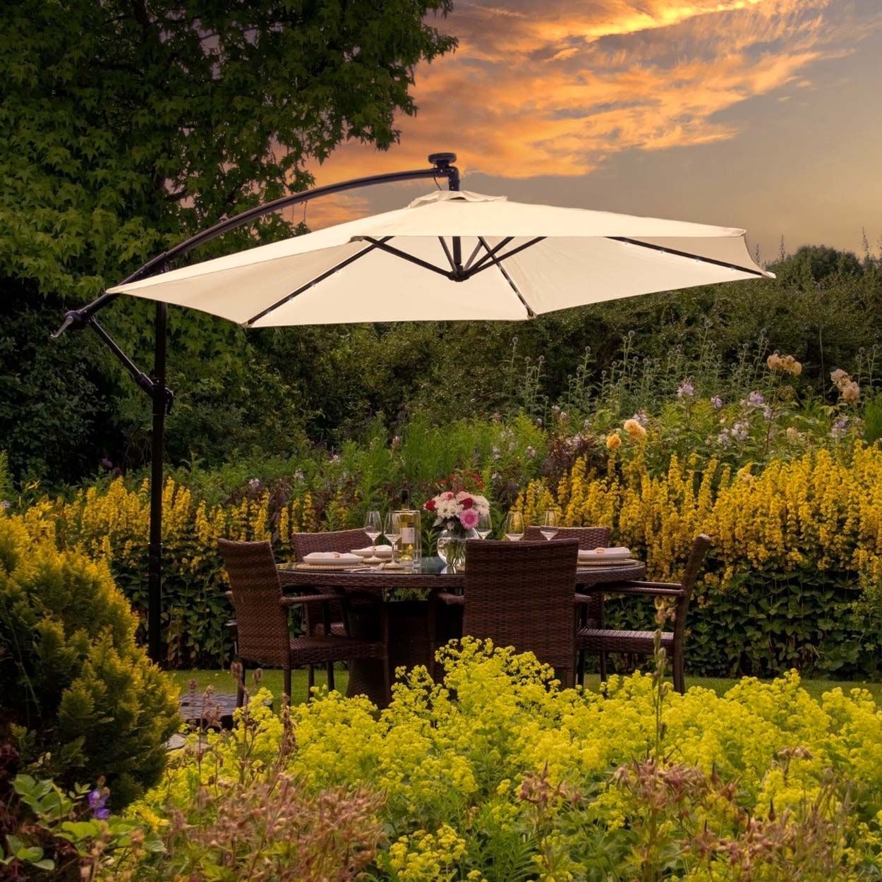 Parasol Beige 3m LED Cantilever
