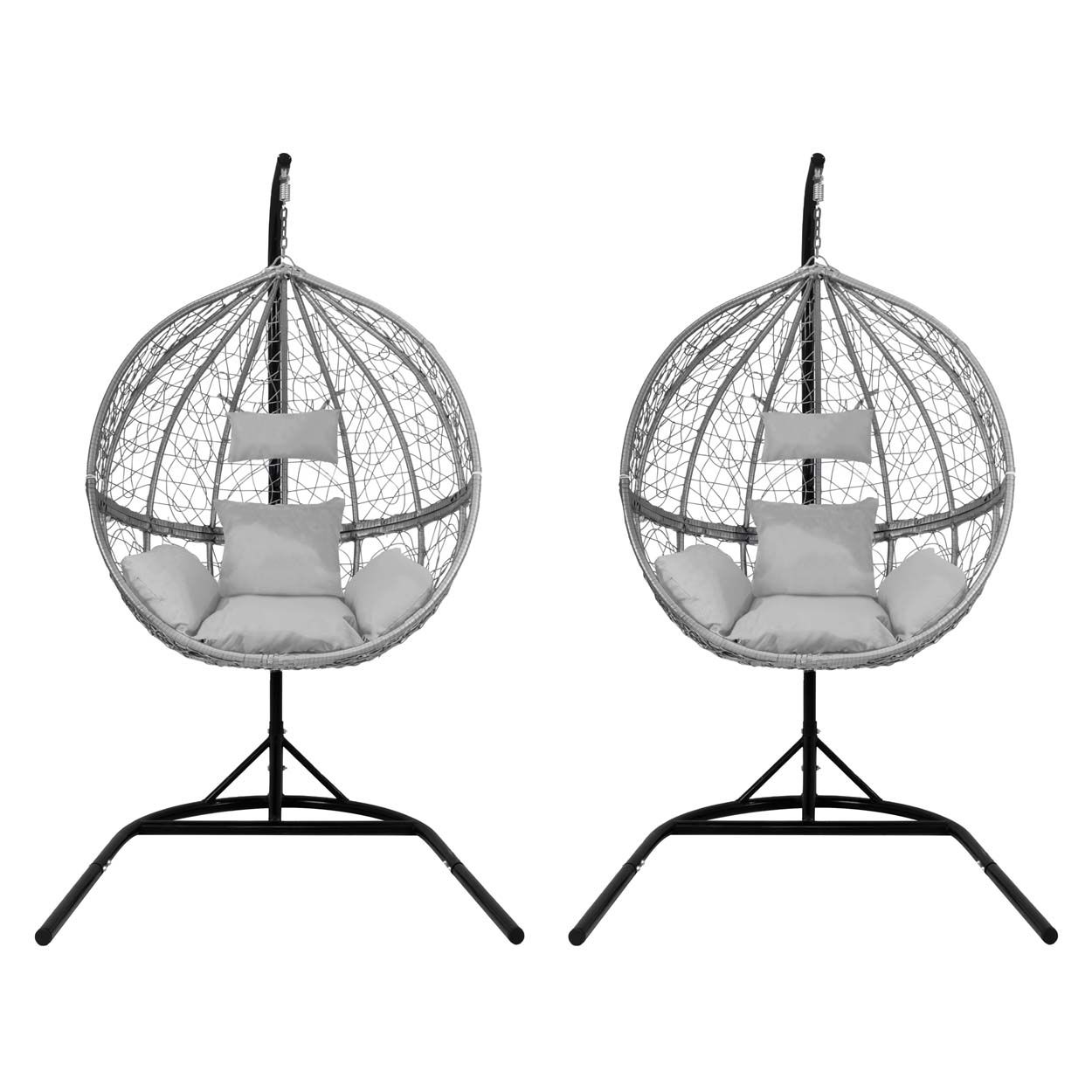 Hanging Rattan Egg Chairs x 2 - Grey