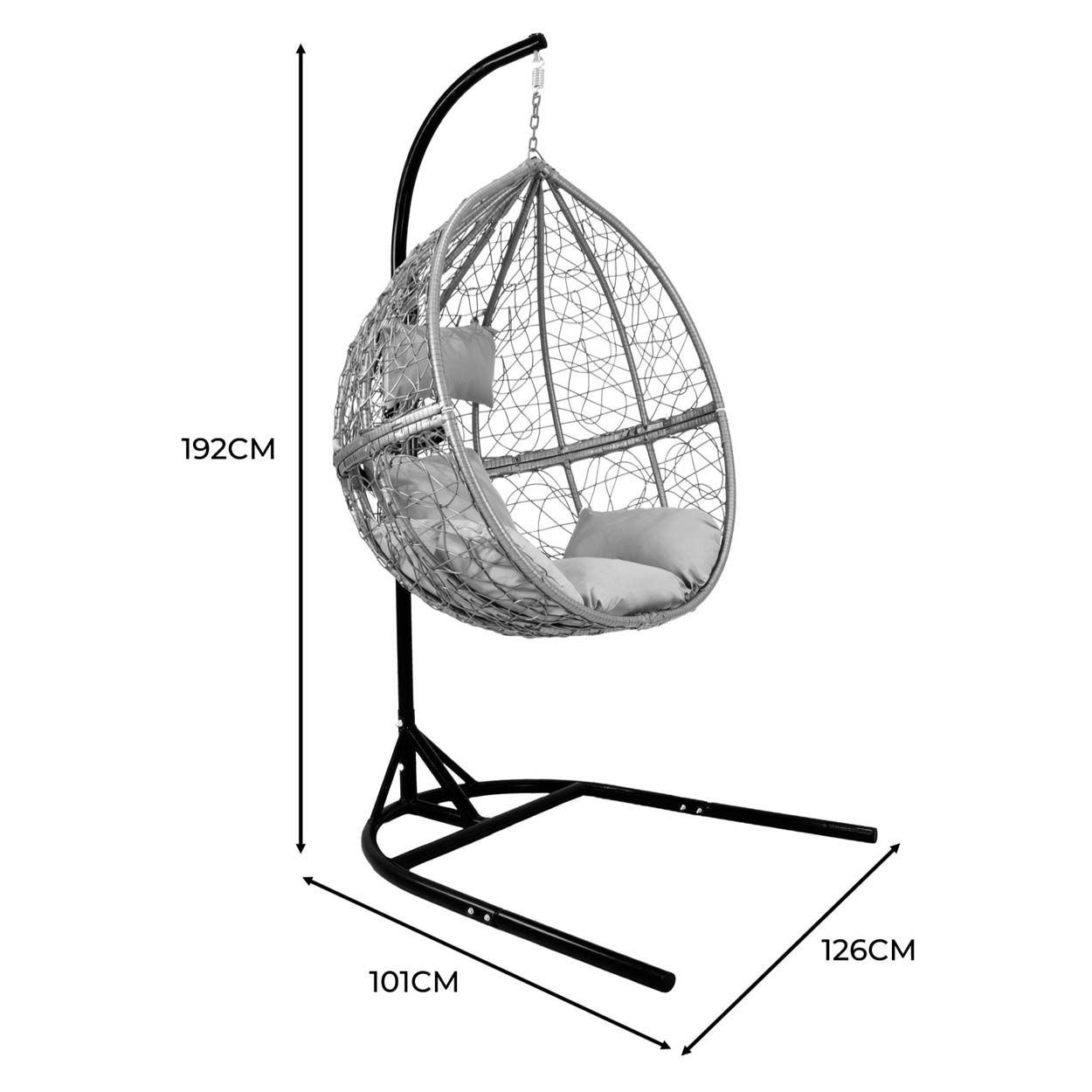 Hanging Rattan Egg Chairs x 2 - Grey