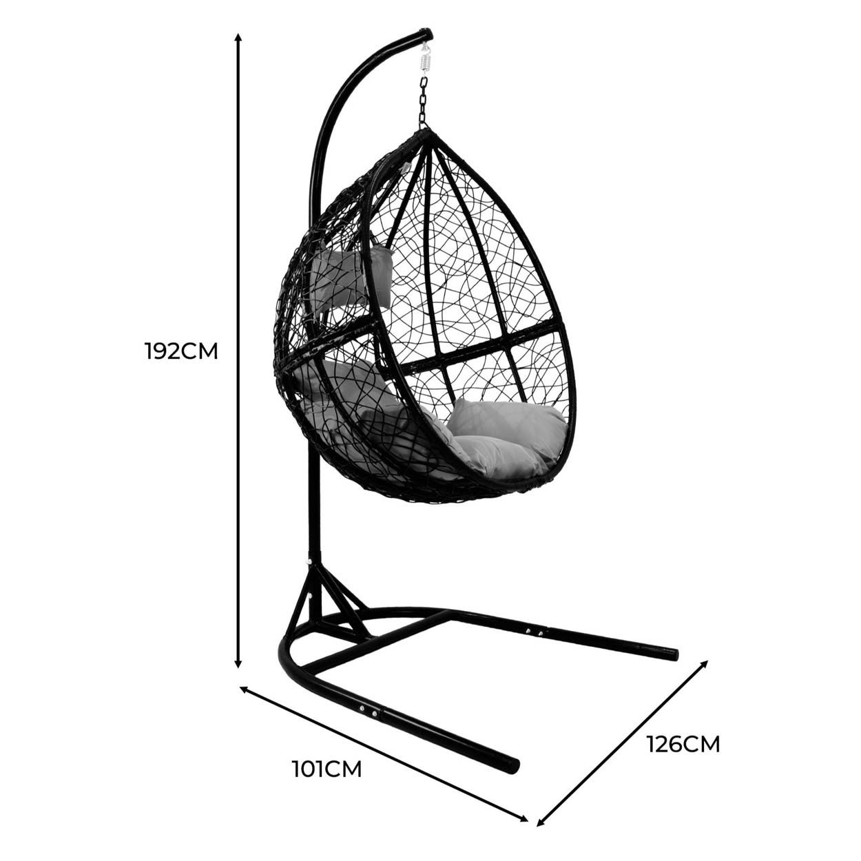 Hanging Rattan Egg Chair - Black