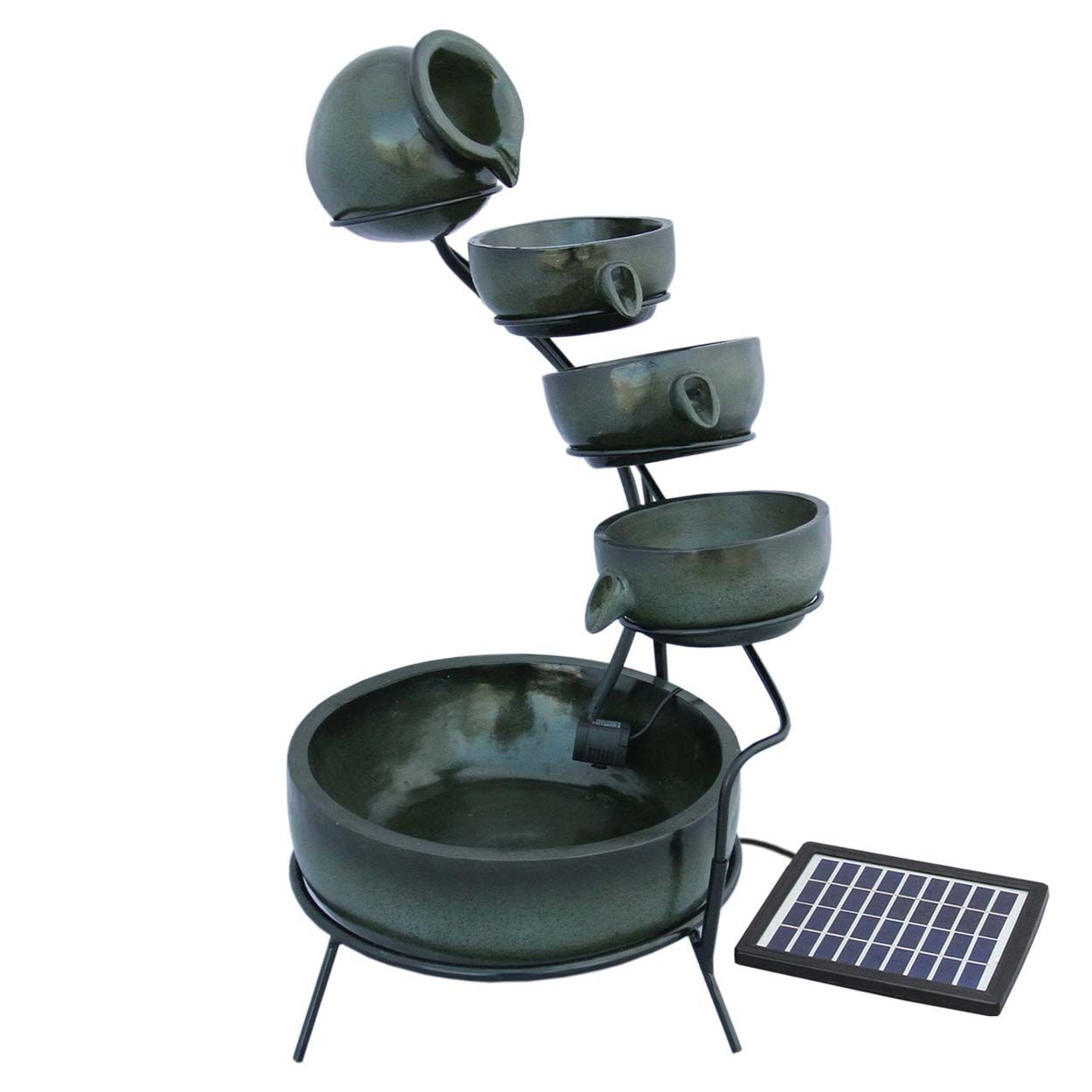 Water Feature Green 4 Tier Spilling Bowls