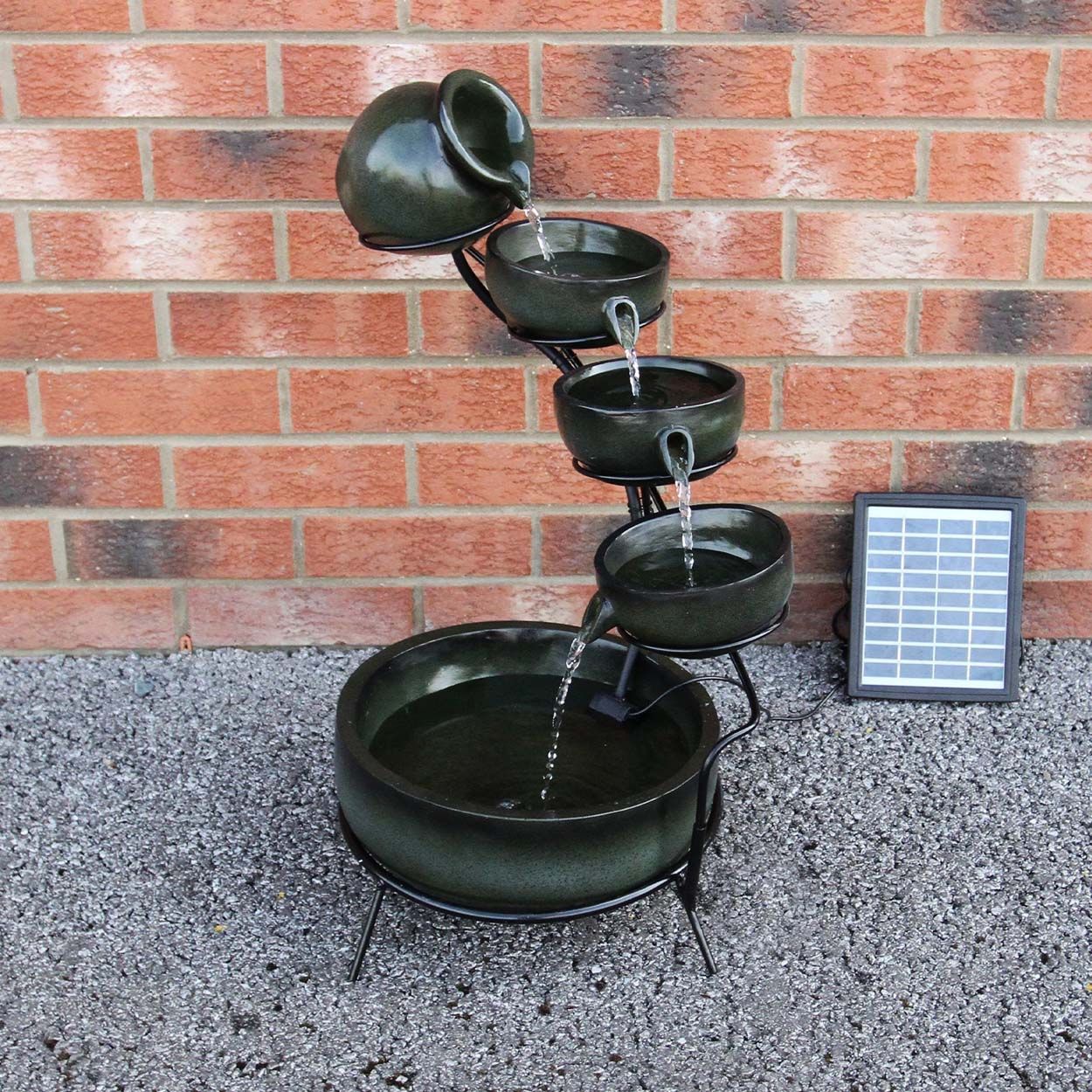 Water Feature Green 4 Tier Spilling Bowls