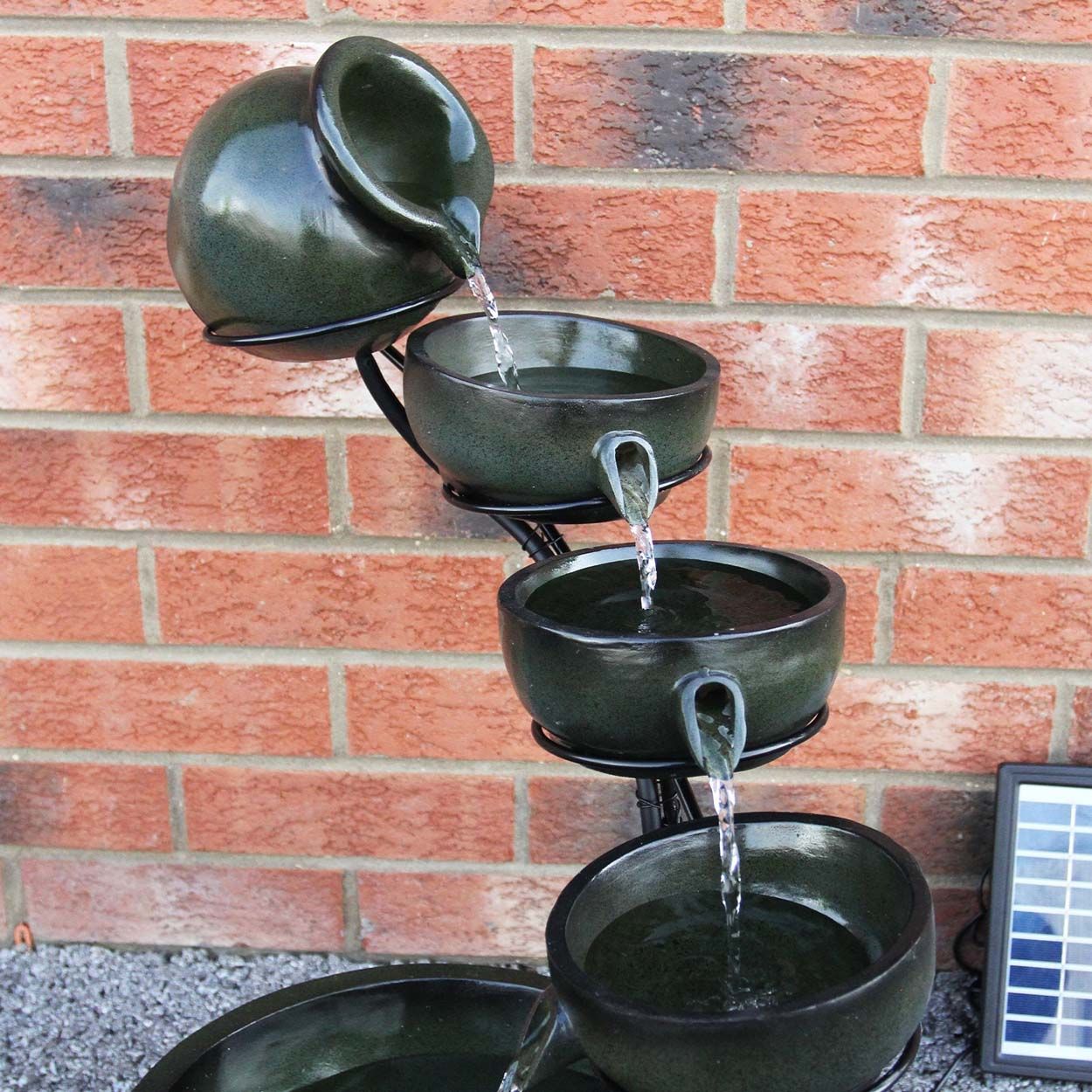 Water Feature Green 4 Tier Spilling Bowls