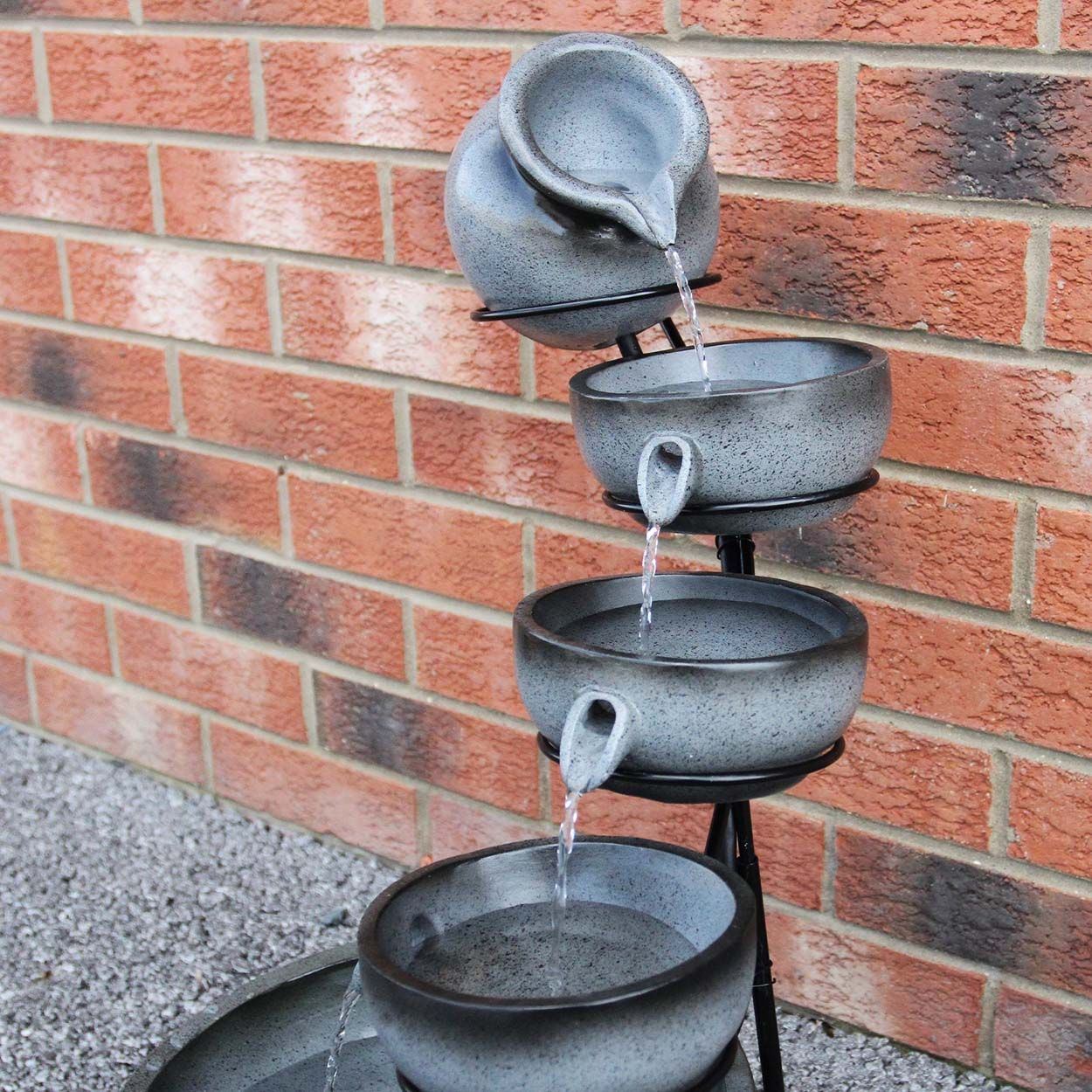 Water Feature Grey 4 Tier Spilling Bowls