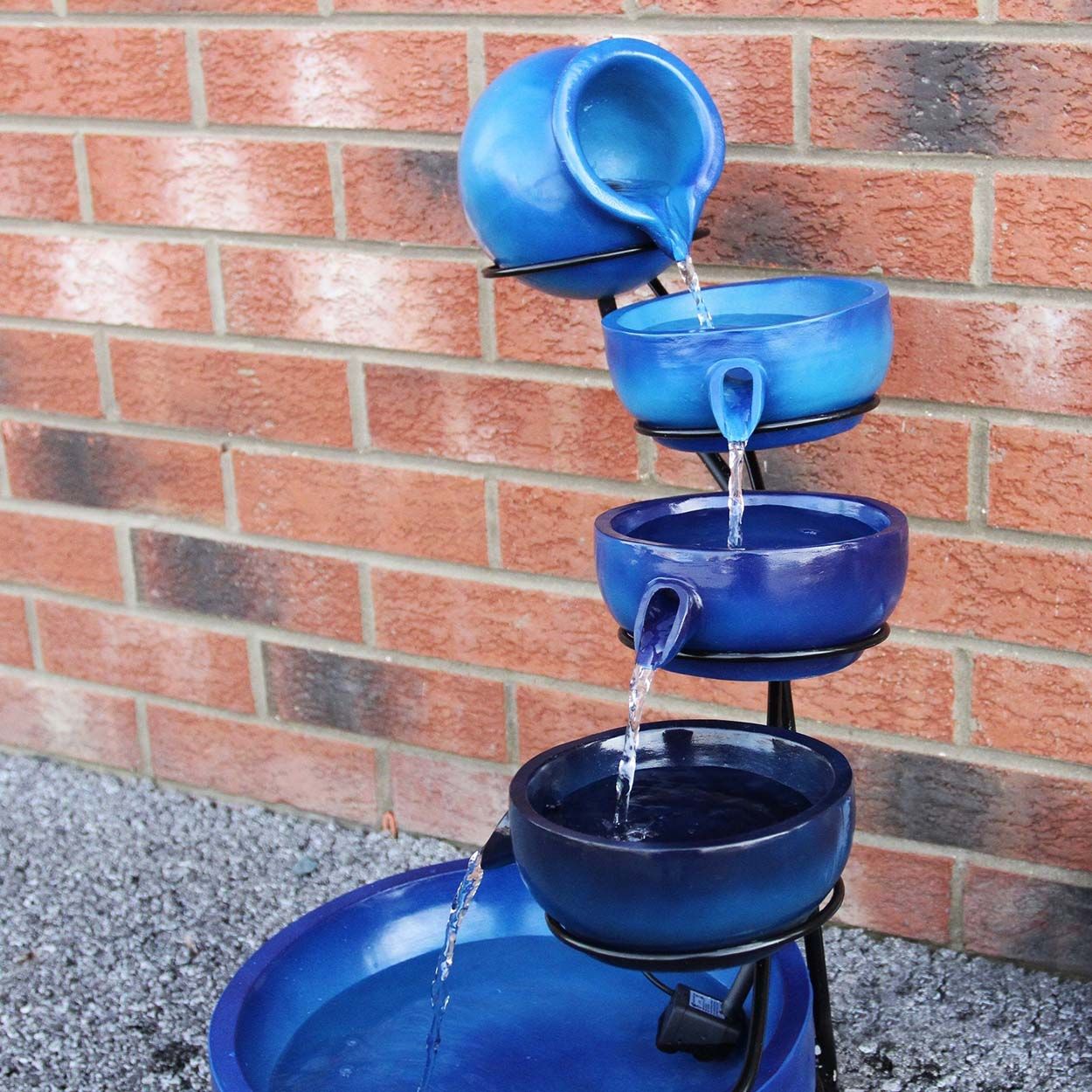Water Feature Blue 4 Tier Spilling Bowls 