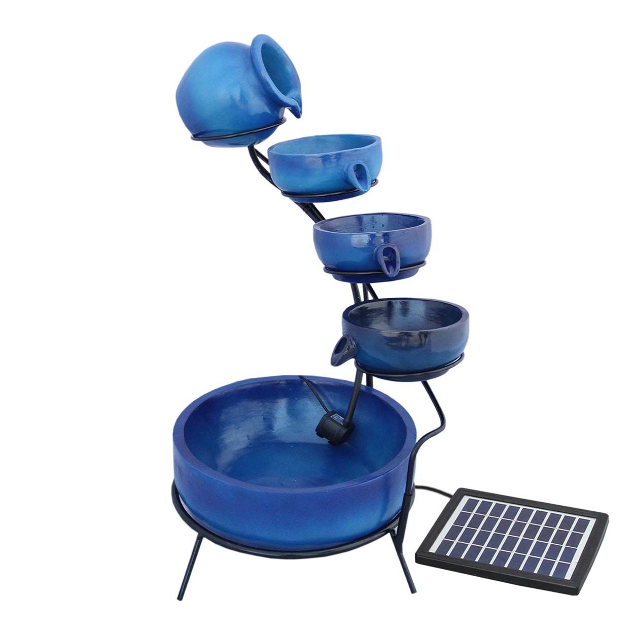 Water Feature Blue 4 Tier Spilling Bowls 