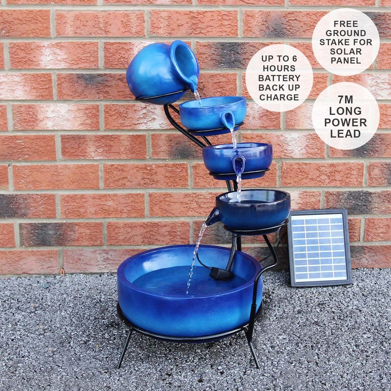 Water Feature Blue 4 Tier Spilling Bowls 