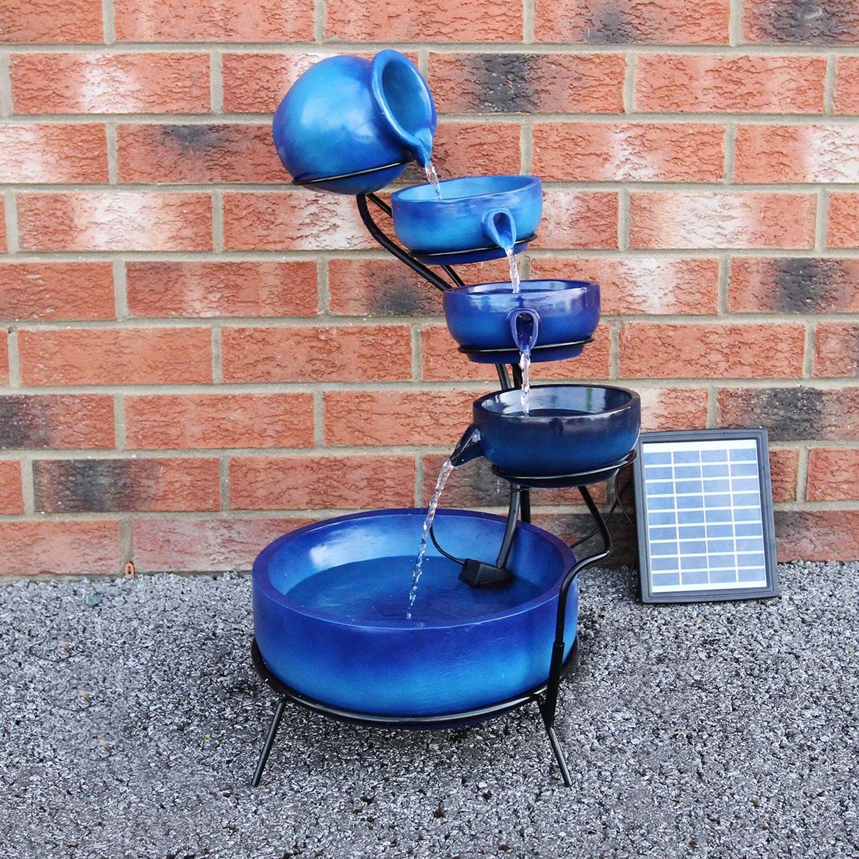 Water Feature Blue 4 Tier Spilling Bowls 