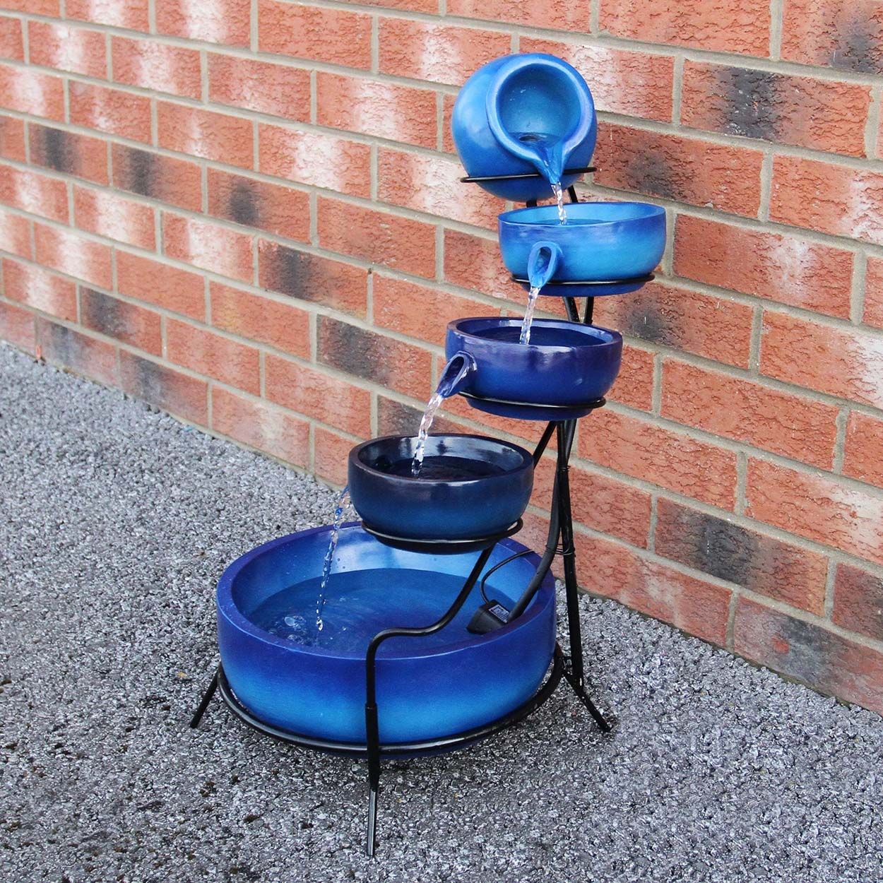 Water Feature Blue 4 Tier Spilling Bowls 