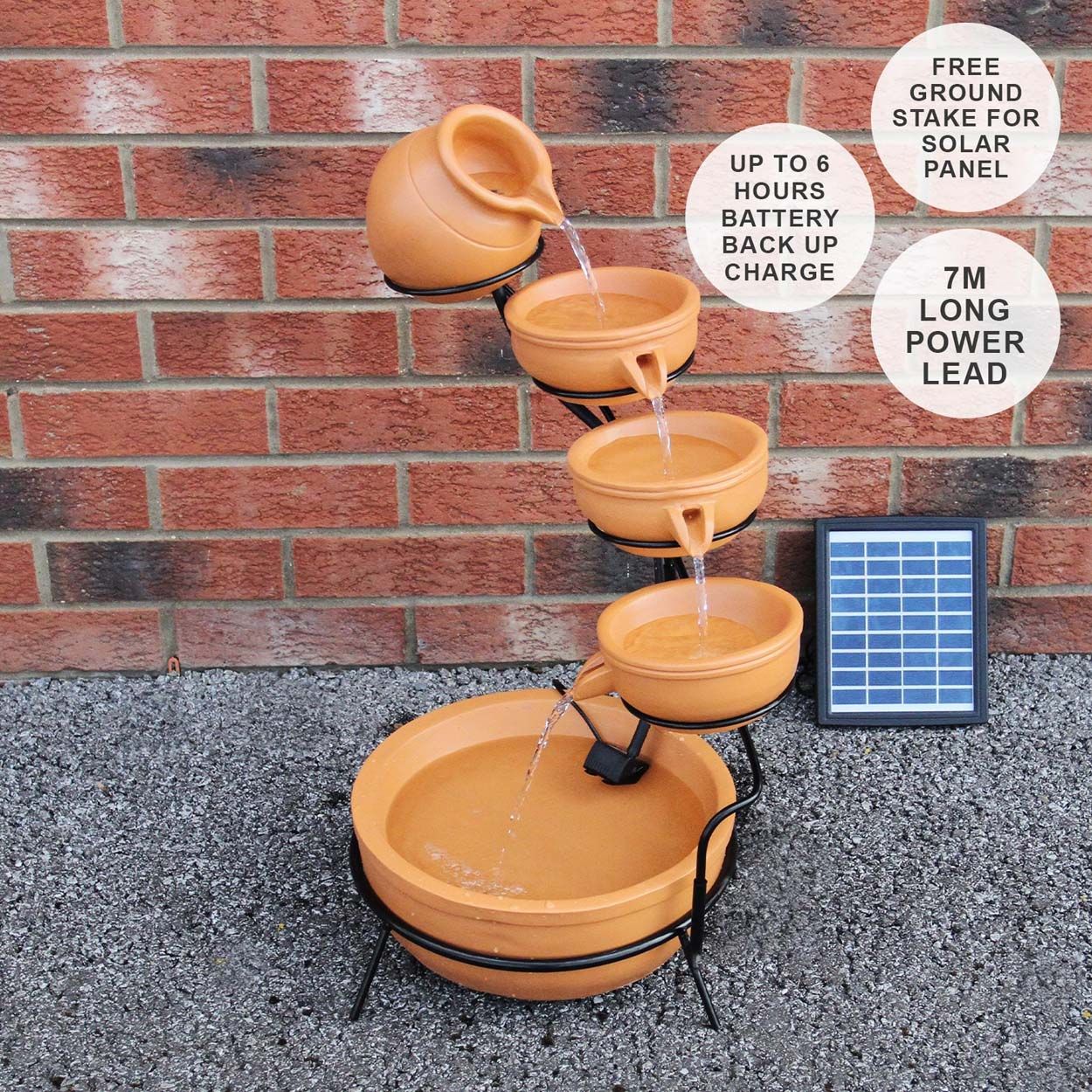 Water Feature Terracotta 4 Tier Spilling Bowls 