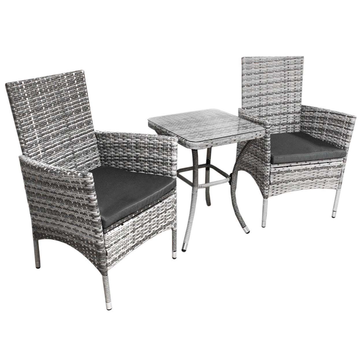 Jardí Rattan Bistro Set Light Grey