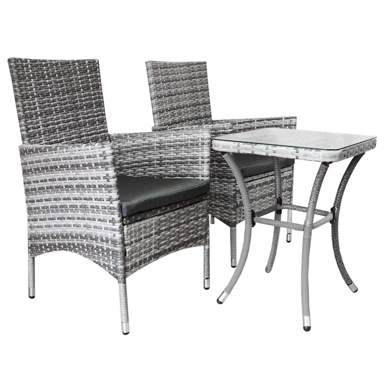 Jardí Rattan Bistro Set Light Grey