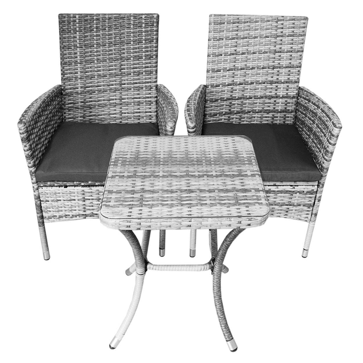 Jardí Rattan Bistro Set Light Grey