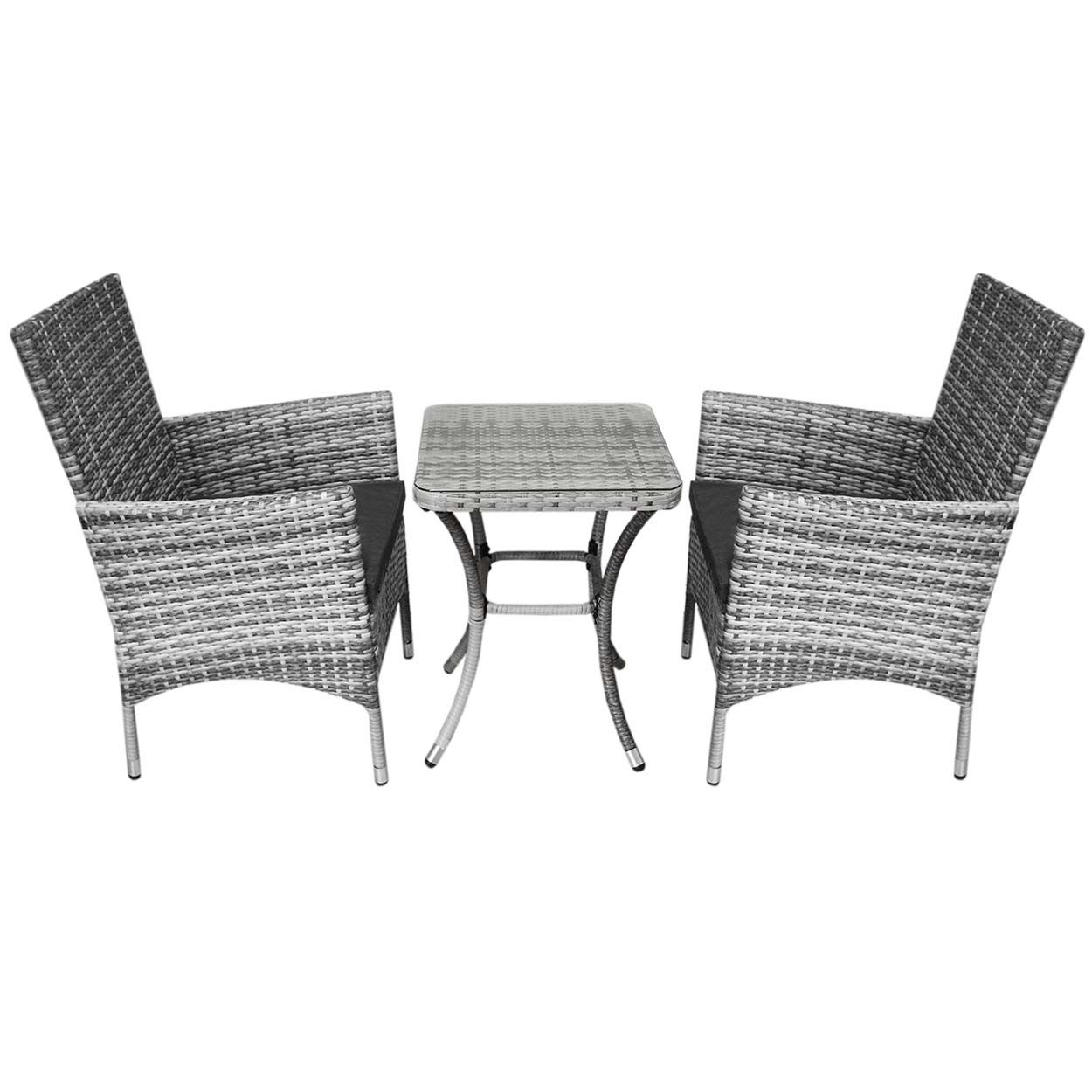 Jardí Rattan Bistro Set Light Grey