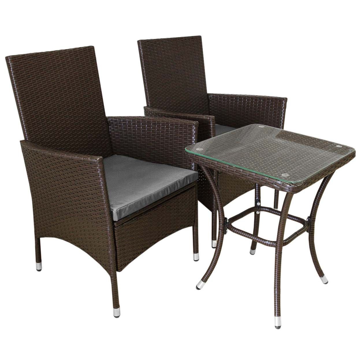 Jardí Rattan Bistro Set Brown