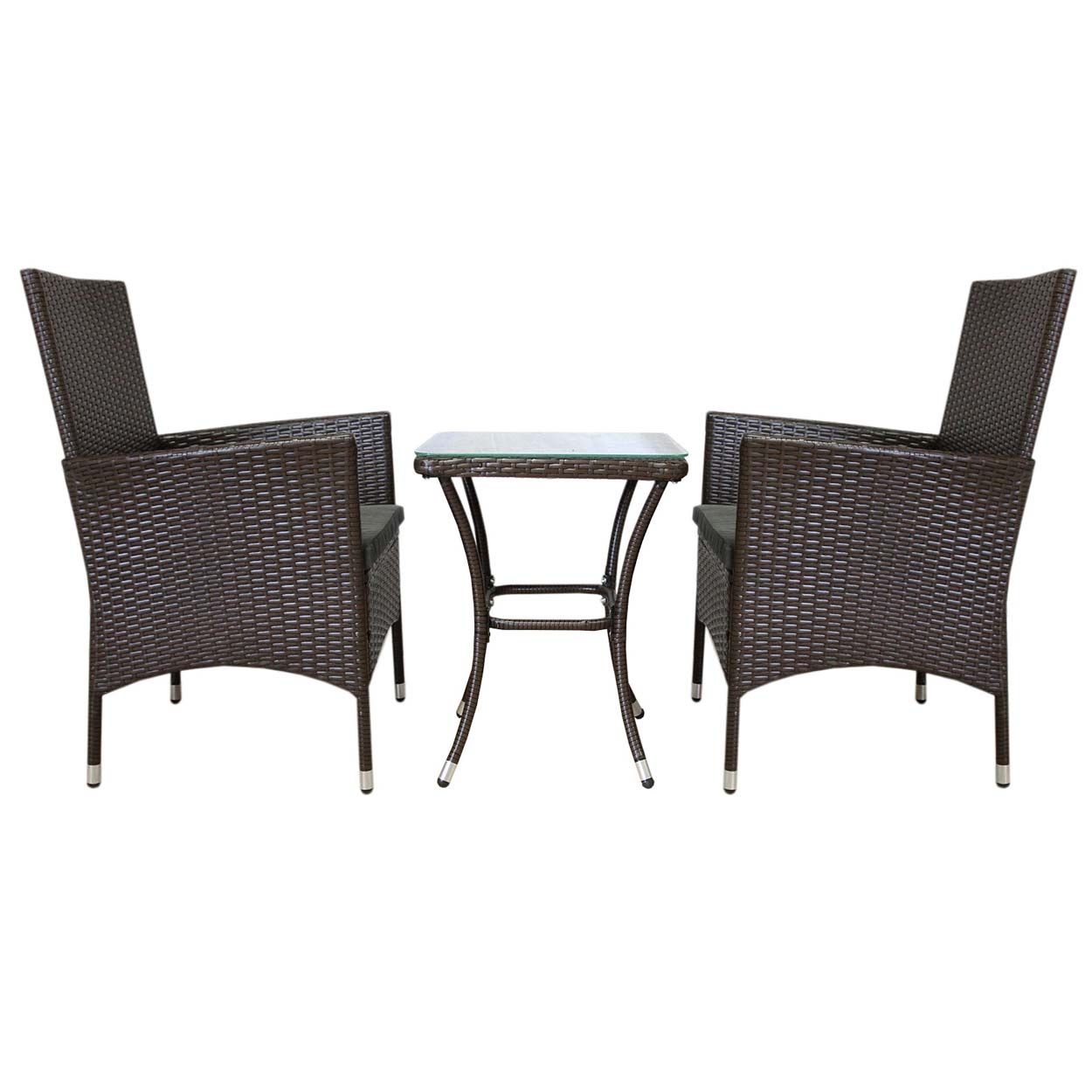 Jardí Rattan Bistro Set Brown