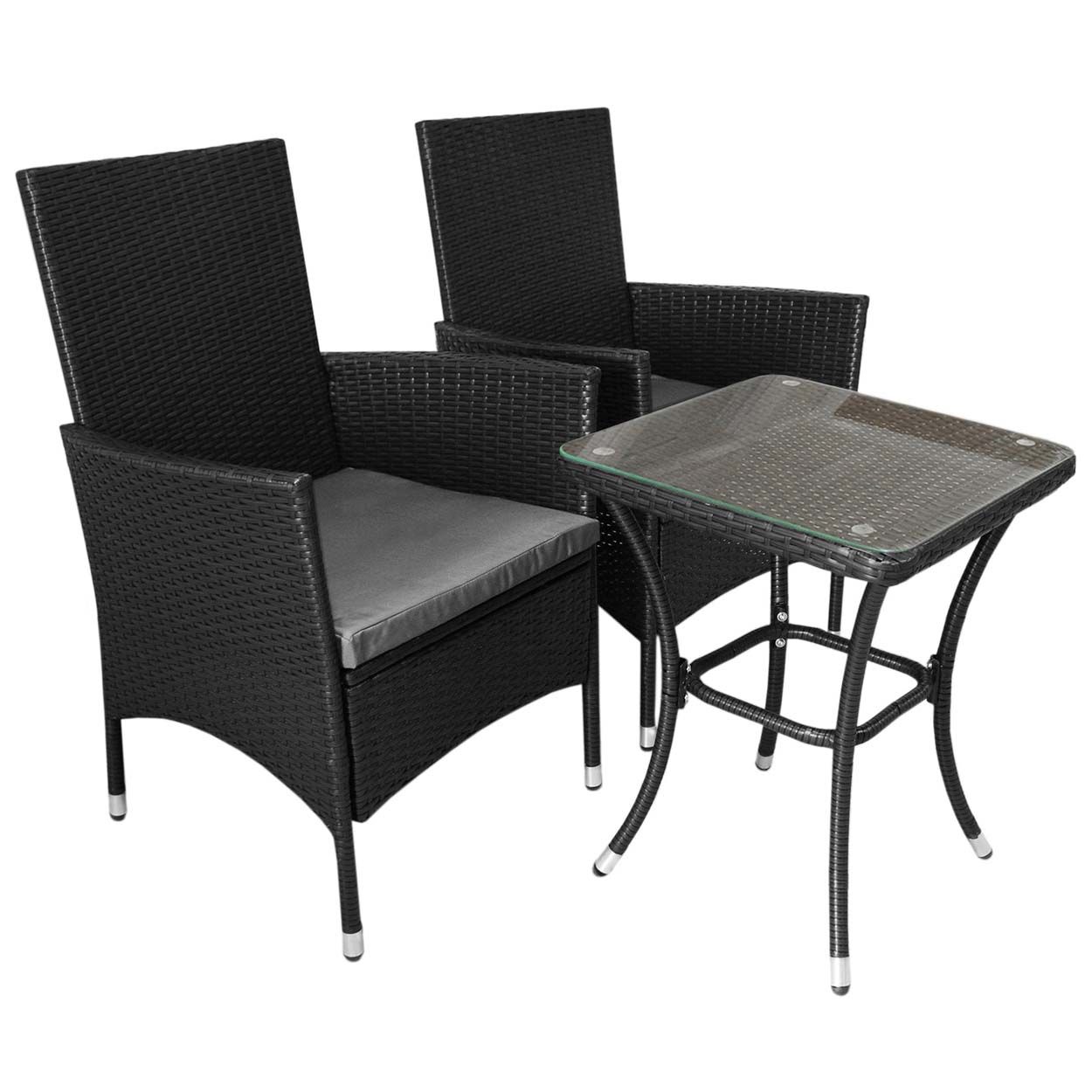 Jardí Rattan Bistro Set Black