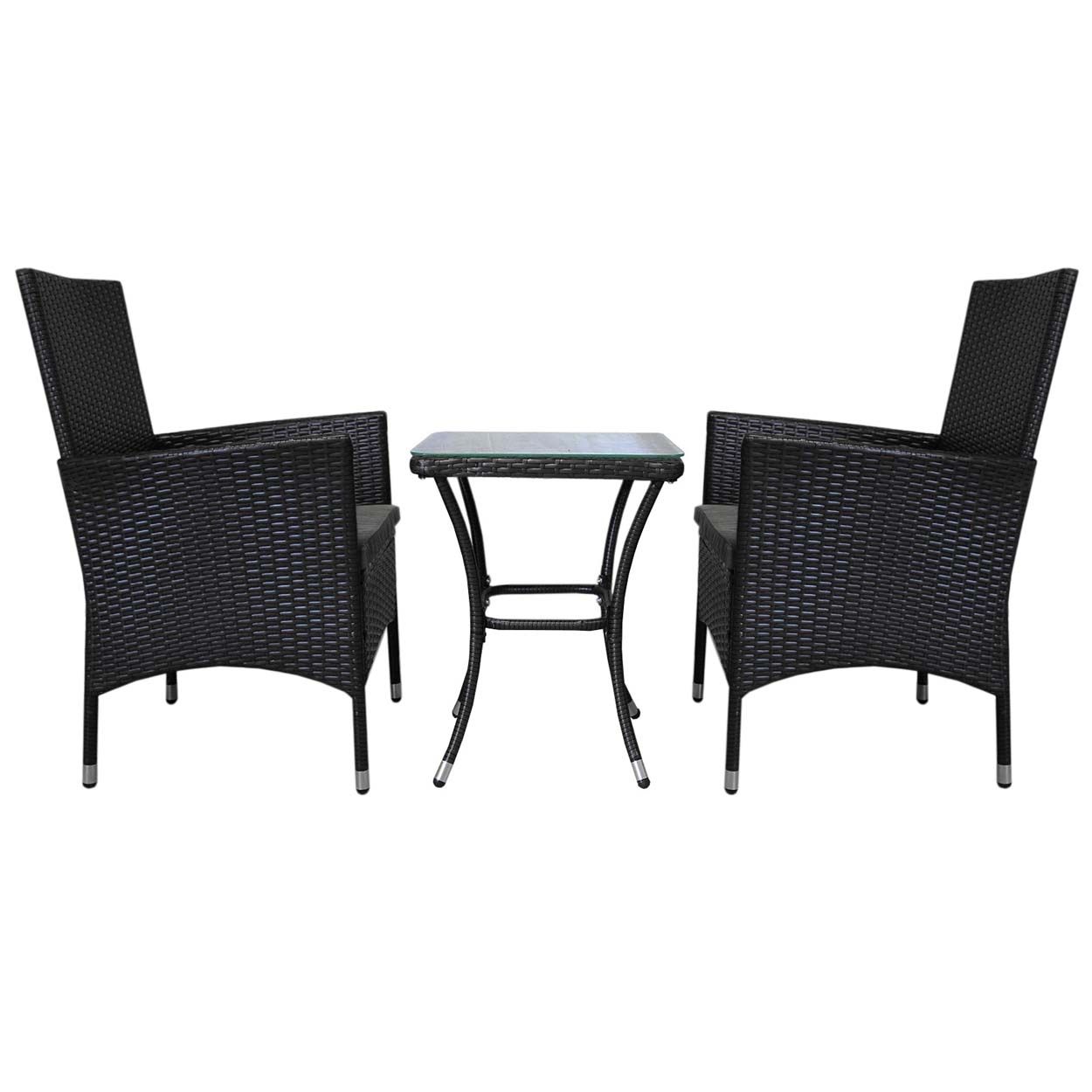 Jardí Rattan Bistro Set Black