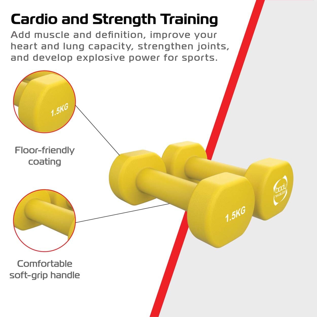2 x 1.5KG Neoprene dumbbells