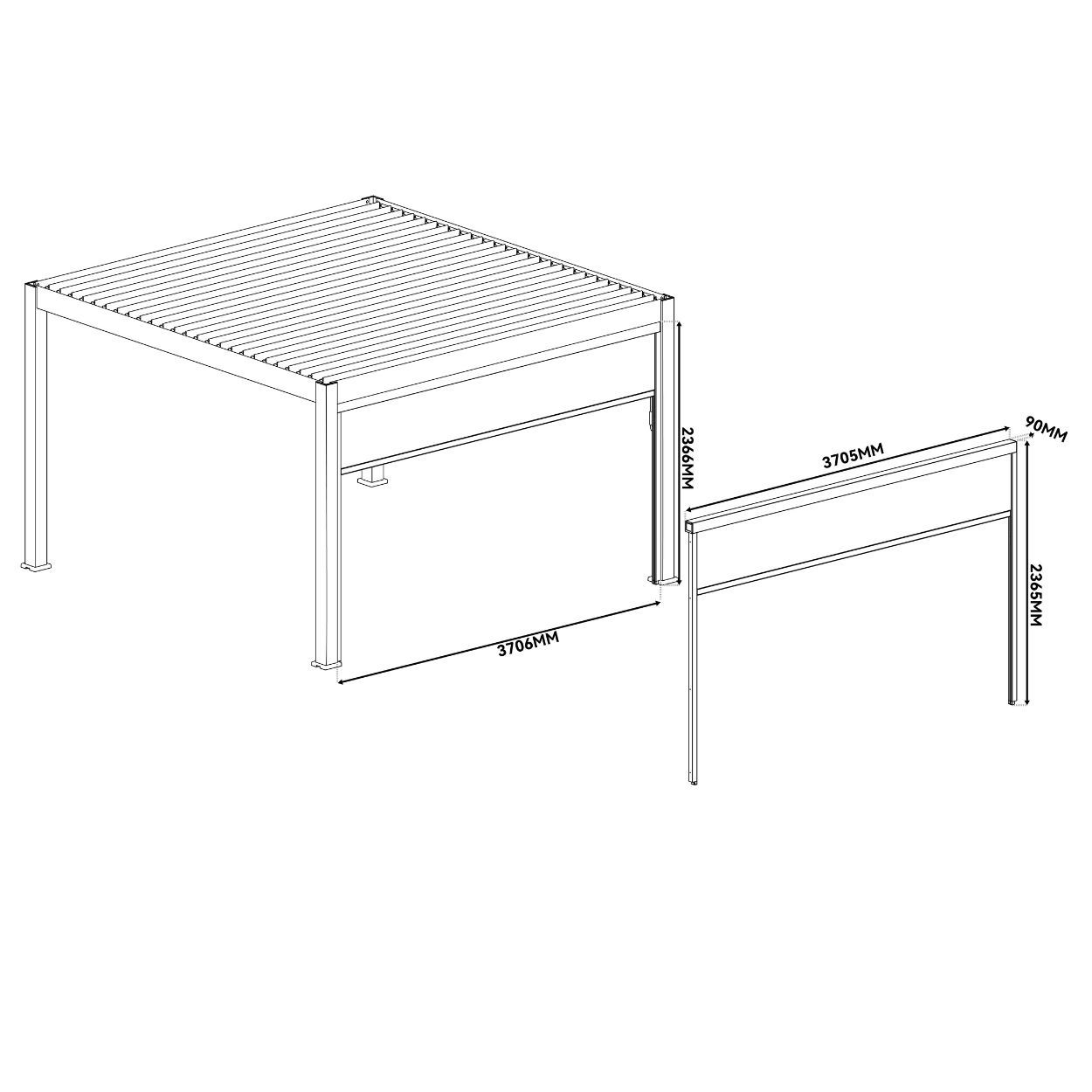 Neo 4m Pergola Windscreen