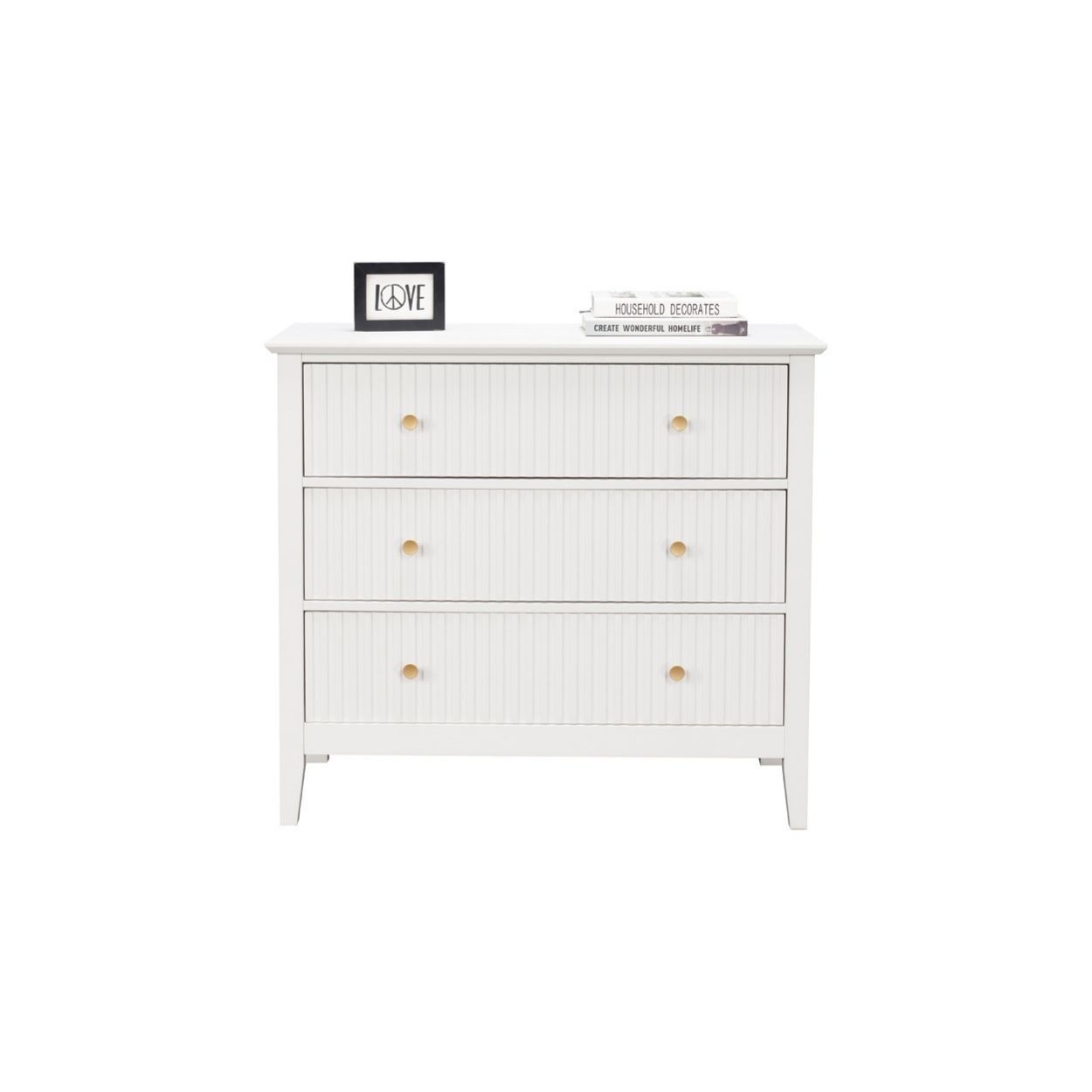 Florence White Panel 3 drawers chest