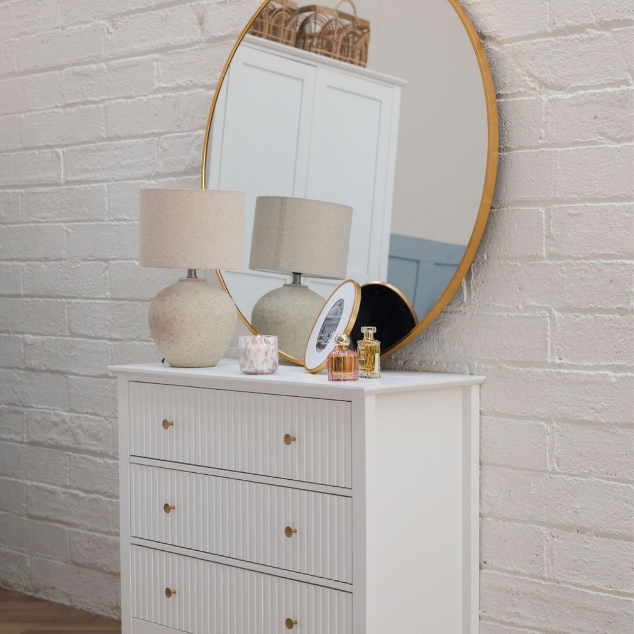 Florence White Panel 3 drawers chest