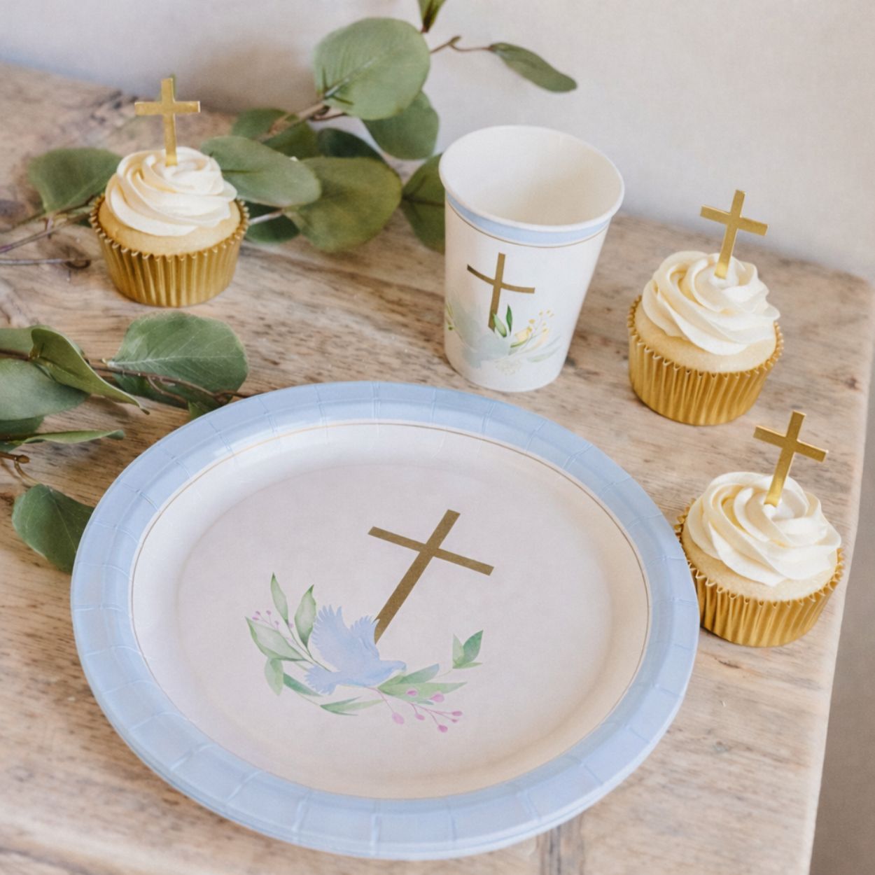 Communion Plate Blue 22cm 10pcs