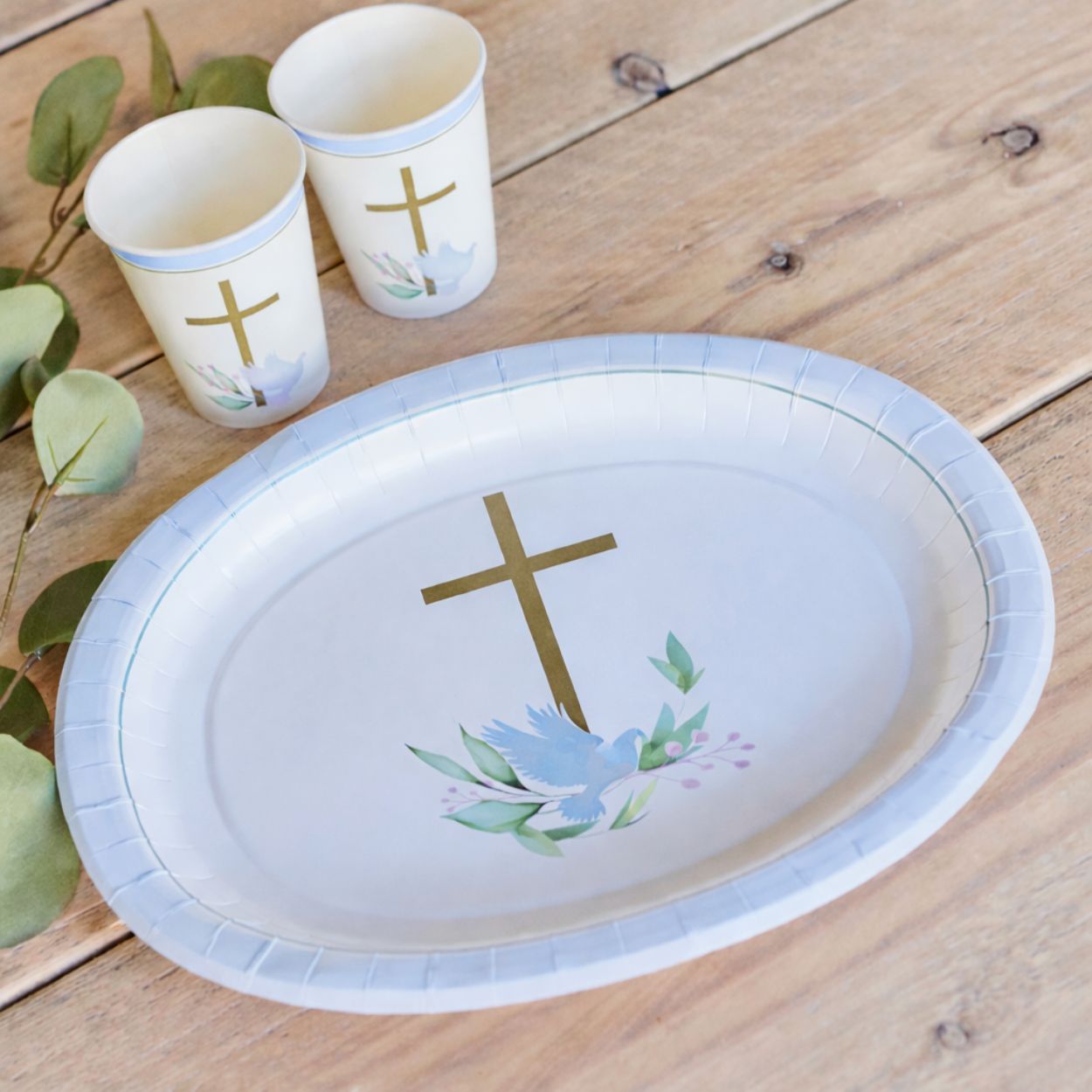 Communion Plate Blue 22cm 10pcs