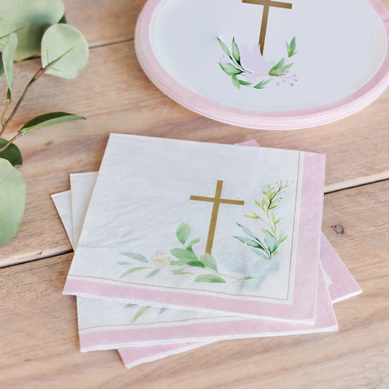 Communion Napkin Pink 33X33cm  20pcs