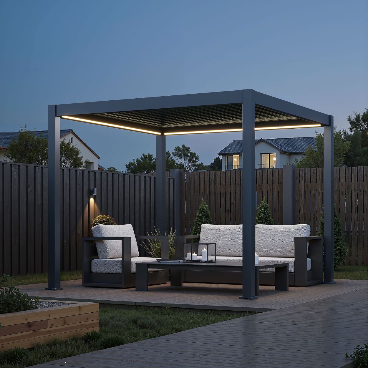 Neo Louvered 3x3m Pergola with LED Lighting