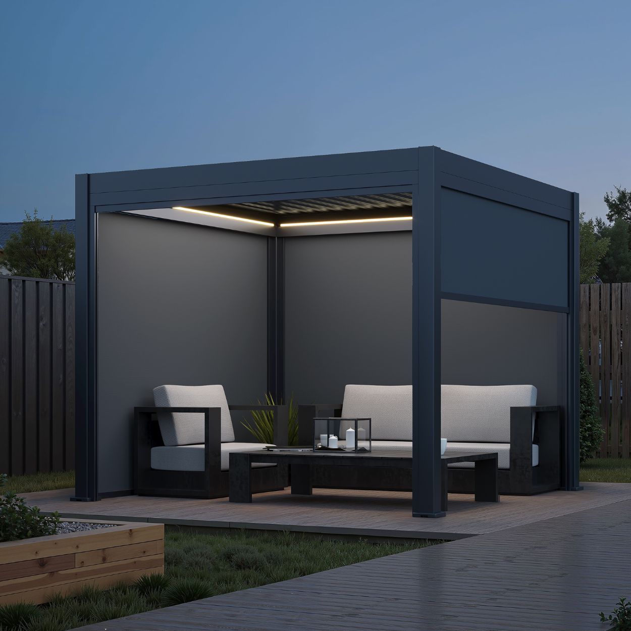 Neo Louvered 3x3m Pergola with LED Lighting