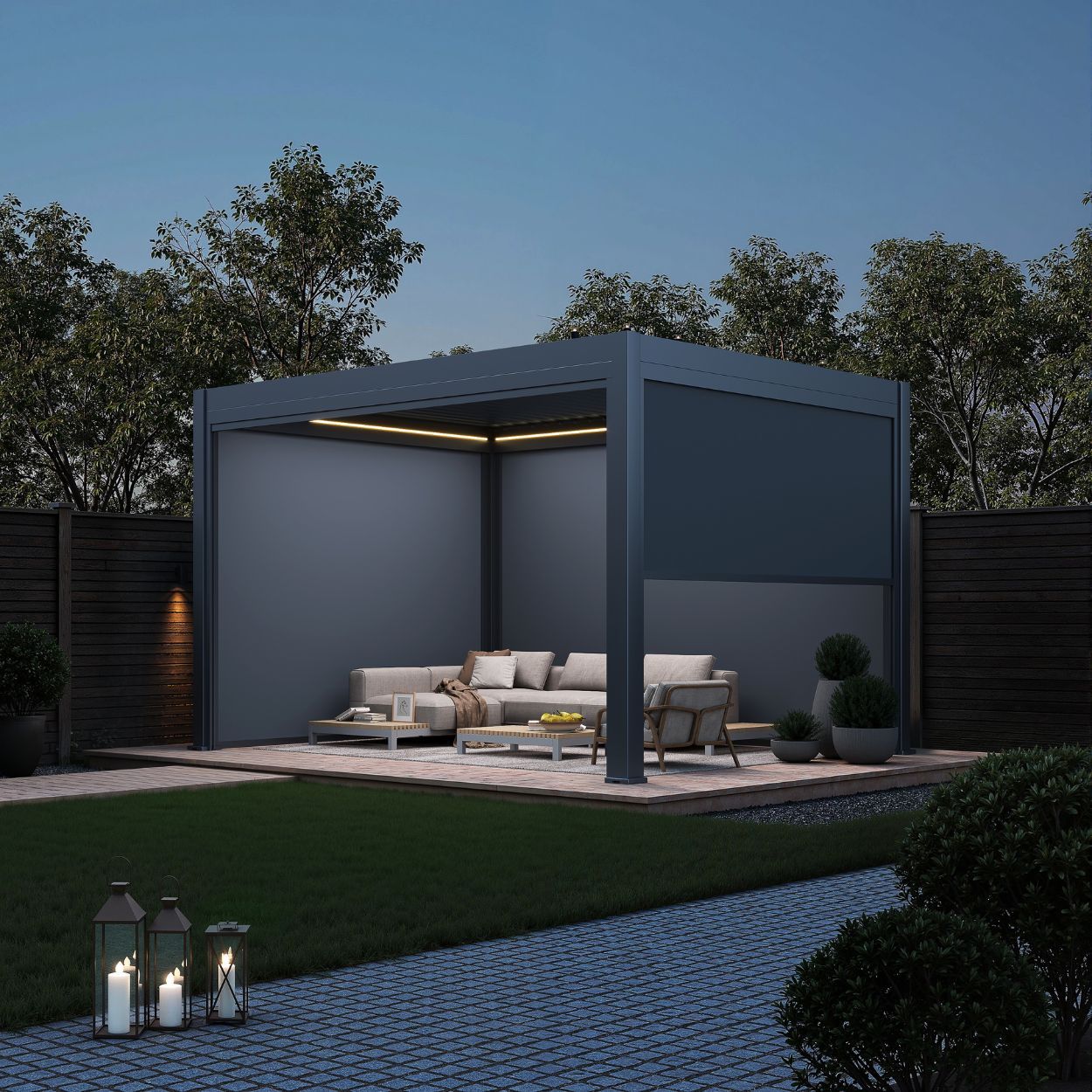 Neo Louvered 4x3m Pergola with LED Lighting