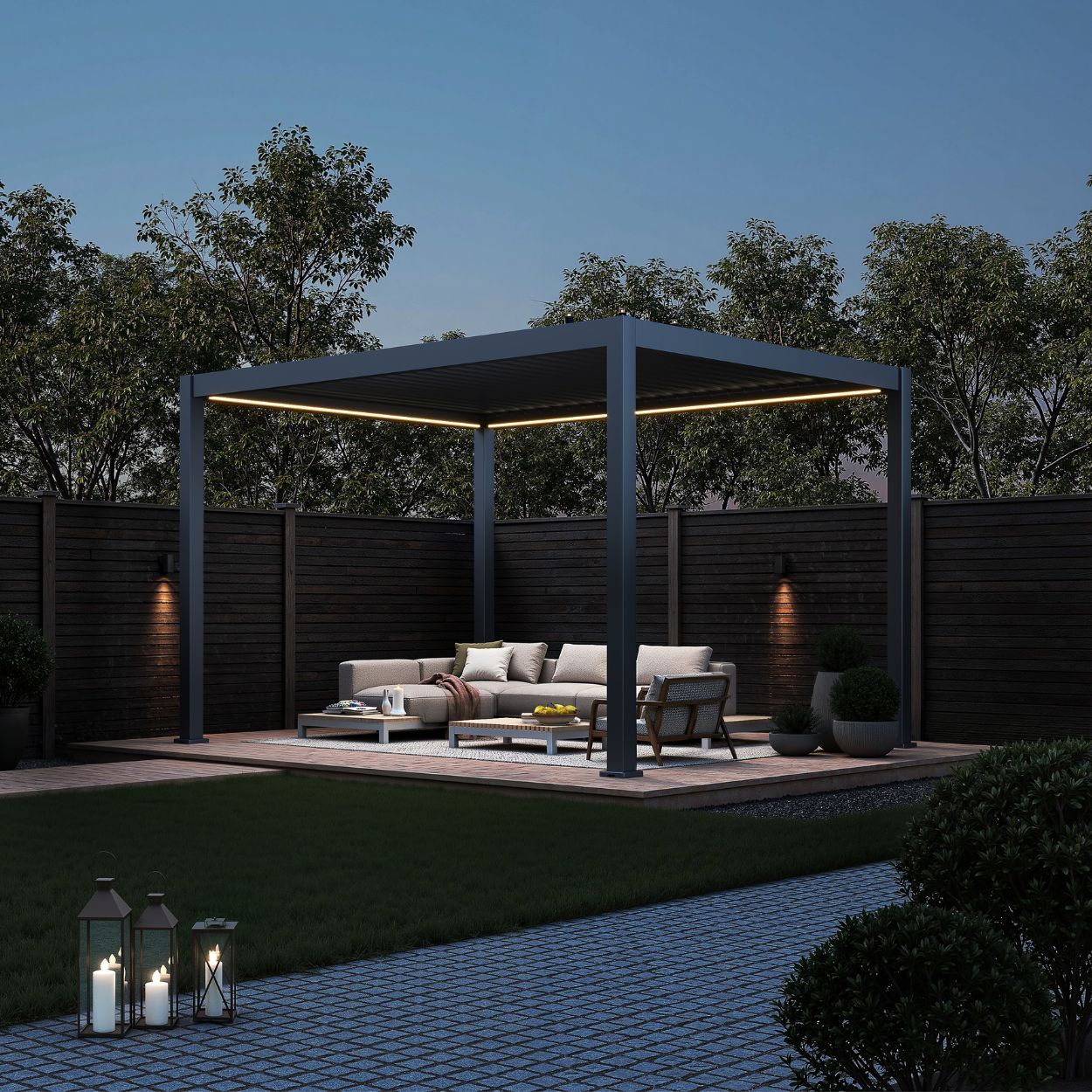 Neo Louvered 4x3m Pergola with LED Lighting