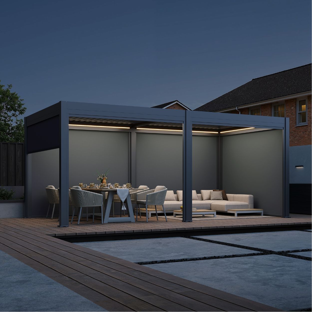 Neo Louvered 6x3m Pergola with LED Lighting