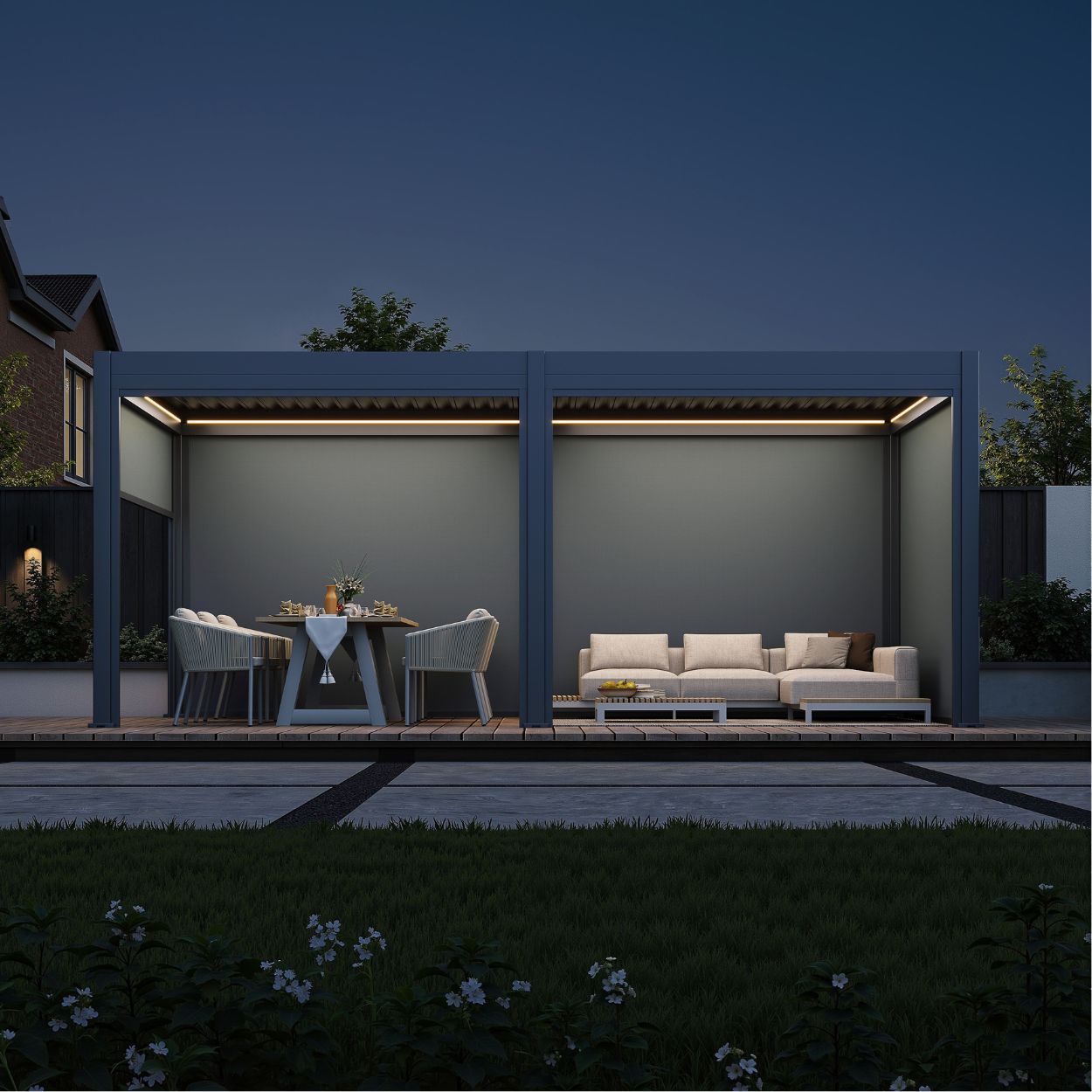 Neo Louvered 6x3m Pergola with LED Lighting