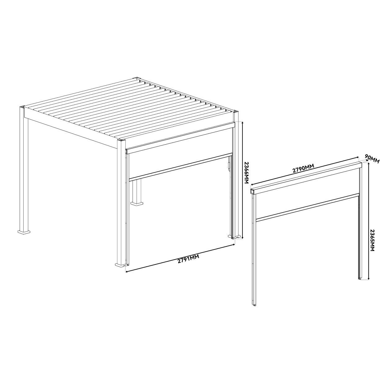 Neo 3m Pergola Windscreen
