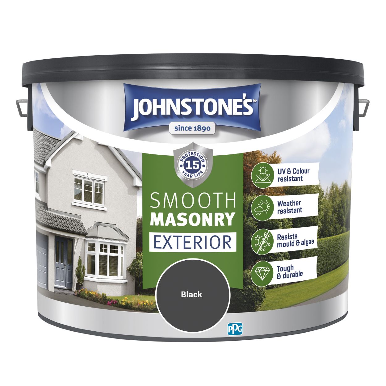 Johnstone's Smooth Masonry Black 10L