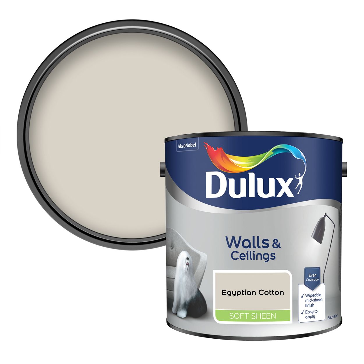 Dulux Walls & Ceilings Soft Sheen Egyptian Cotton 2.5L