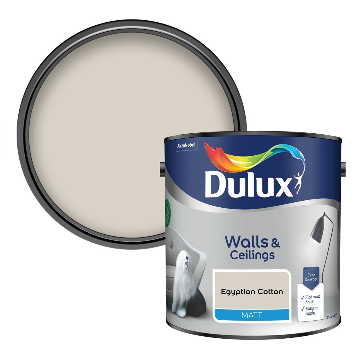 Dulux Walls & Ceilings  Matt Egyptian Cotton 2.5L