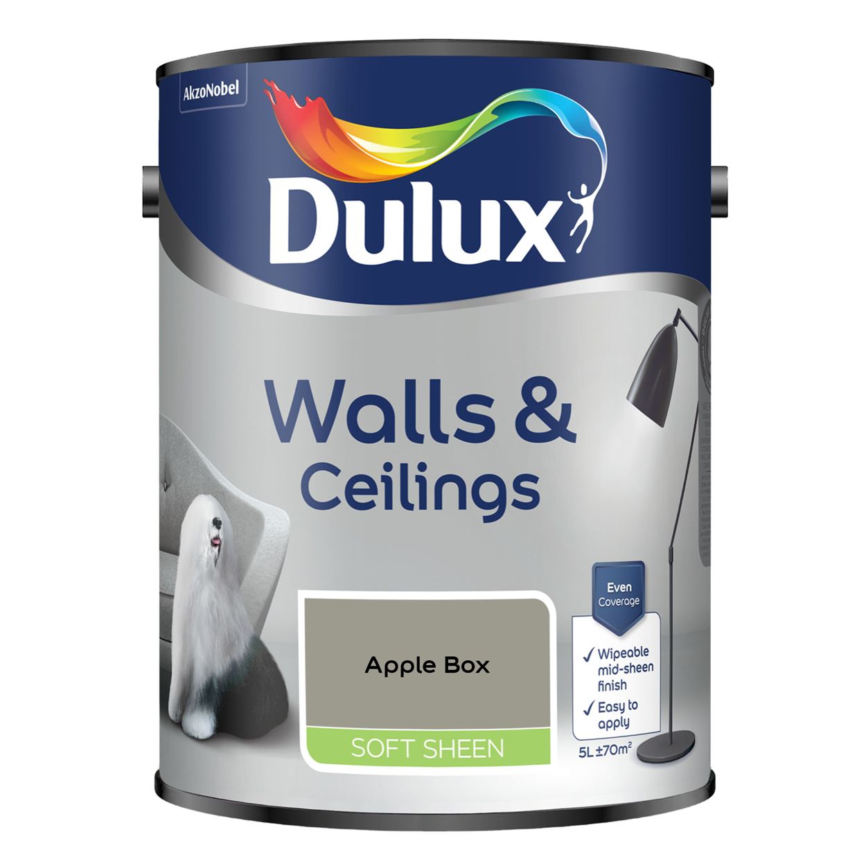 Dulux Walls & Ceilings Soft Sheen Apple Box 5L