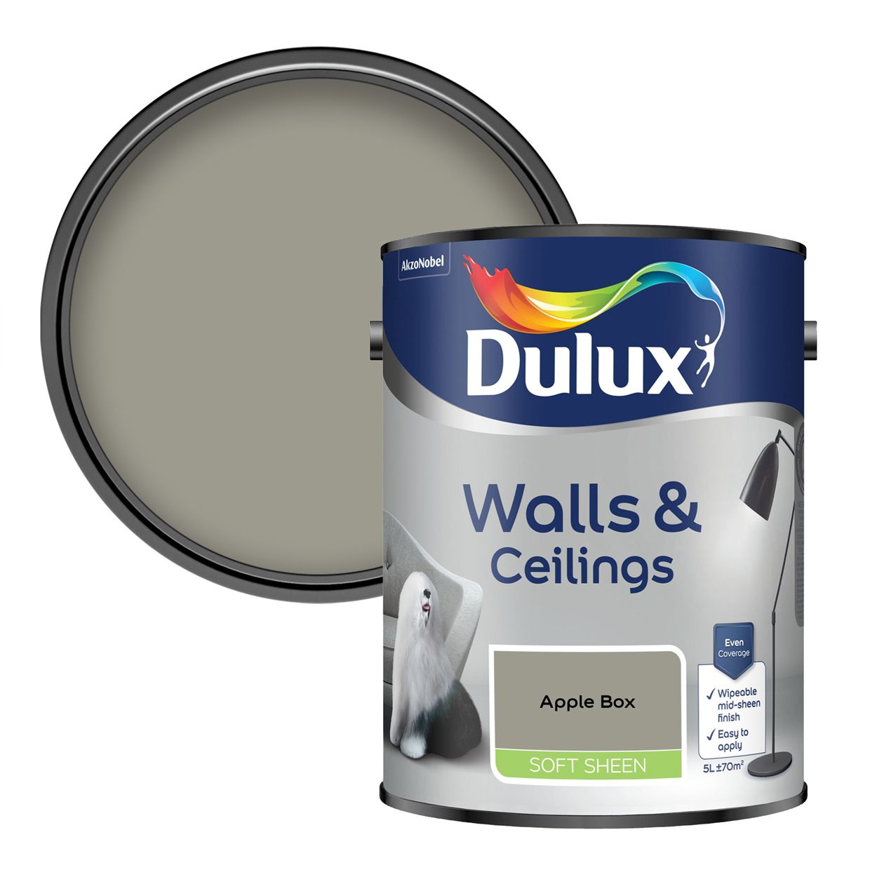 Dulux Walls & Ceilings Soft Sheen Apple Box 5L