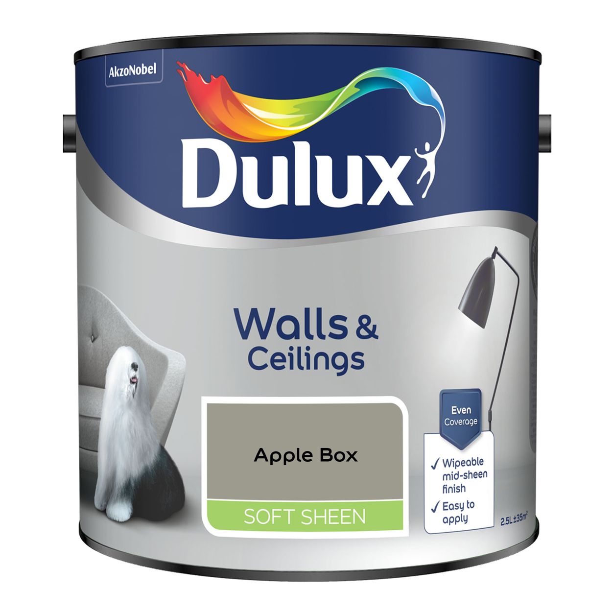Dulux Walls & Ceilings Soft Sheen Apple Box 2.5L
