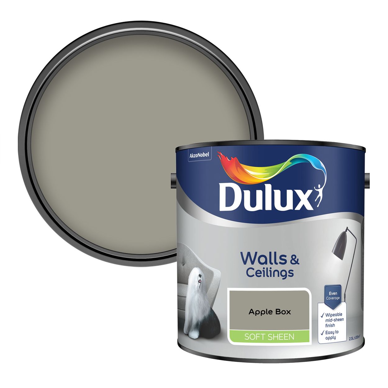 Dulux Walls & Ceilings Soft Sheen Apple Box 2.5L