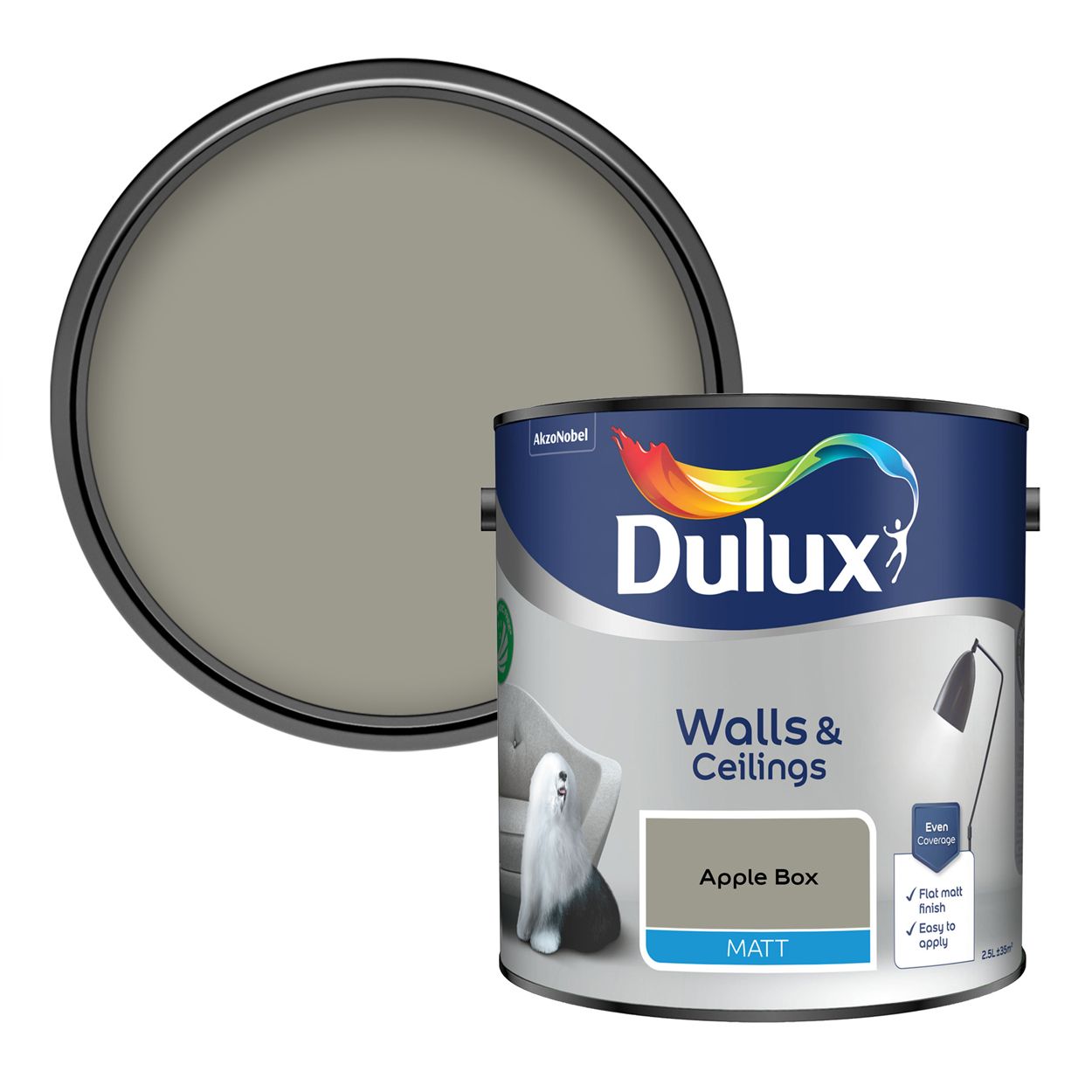 Dulux Walls & Ceilings Matt Apple Box 2.5L