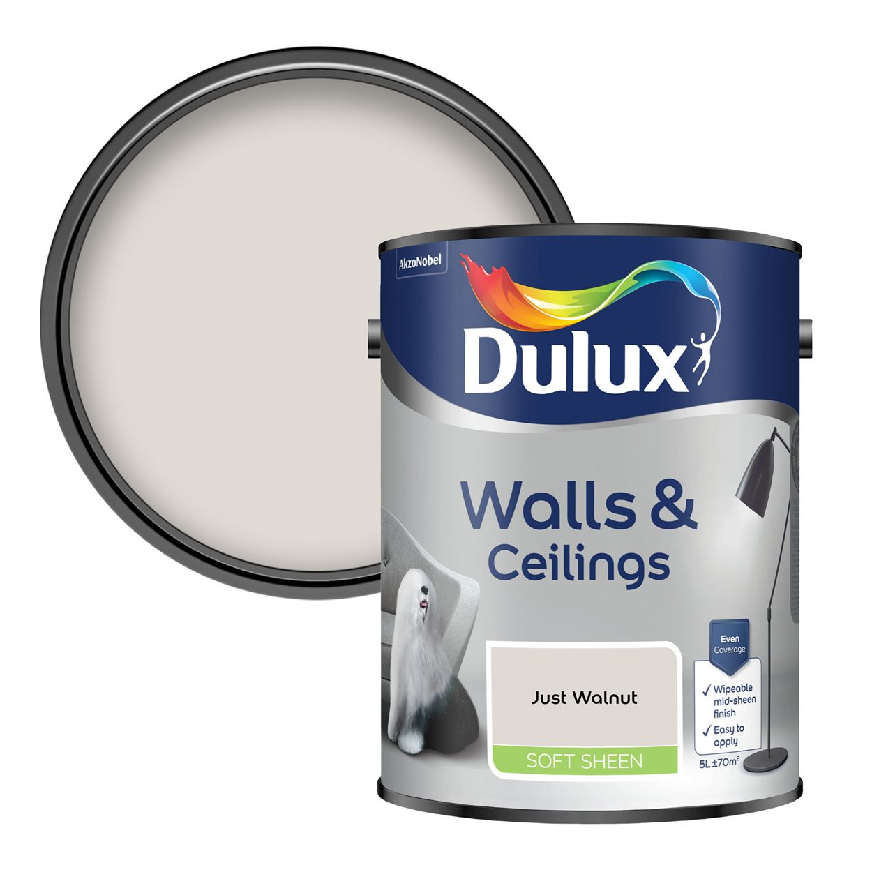 Dulux Walls & Ceilings Soft Sheen Just Walnut 5L