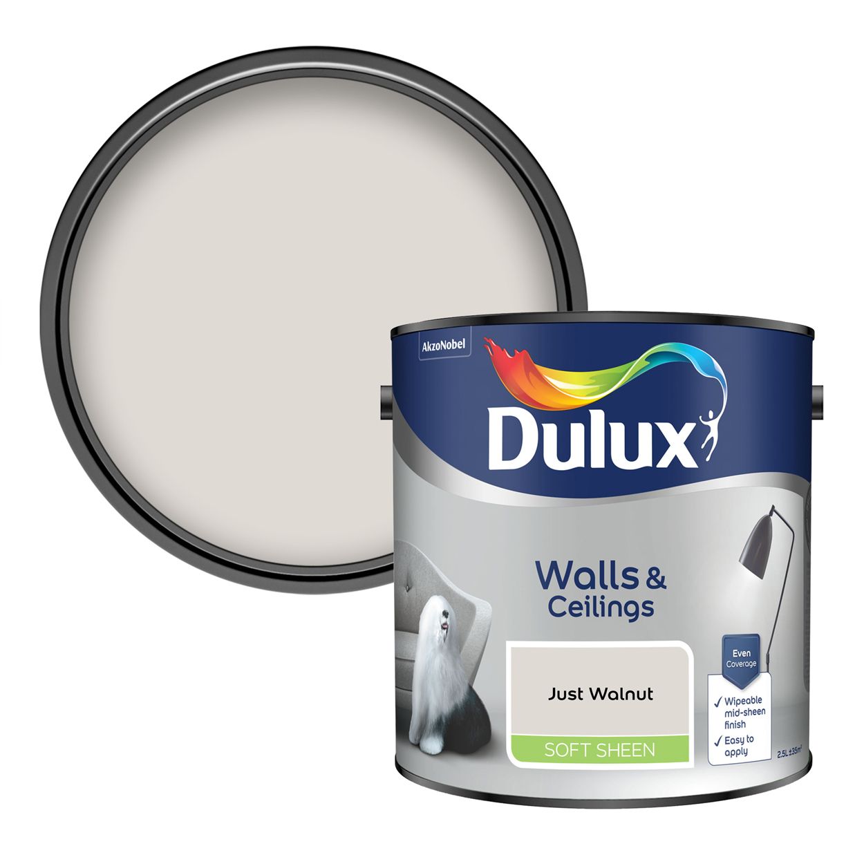 Dulux Walls & Ceilings Soft Sheen Just Walnut 2.5L