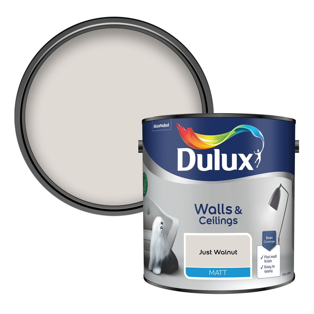 Dulux Walls & Ceilings Matt Just Walnut 2.5L