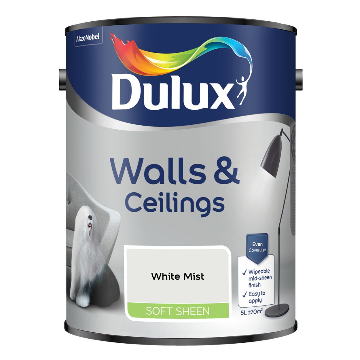 Dulux Walls & Ceilings Soft Sheen White Mist 5L