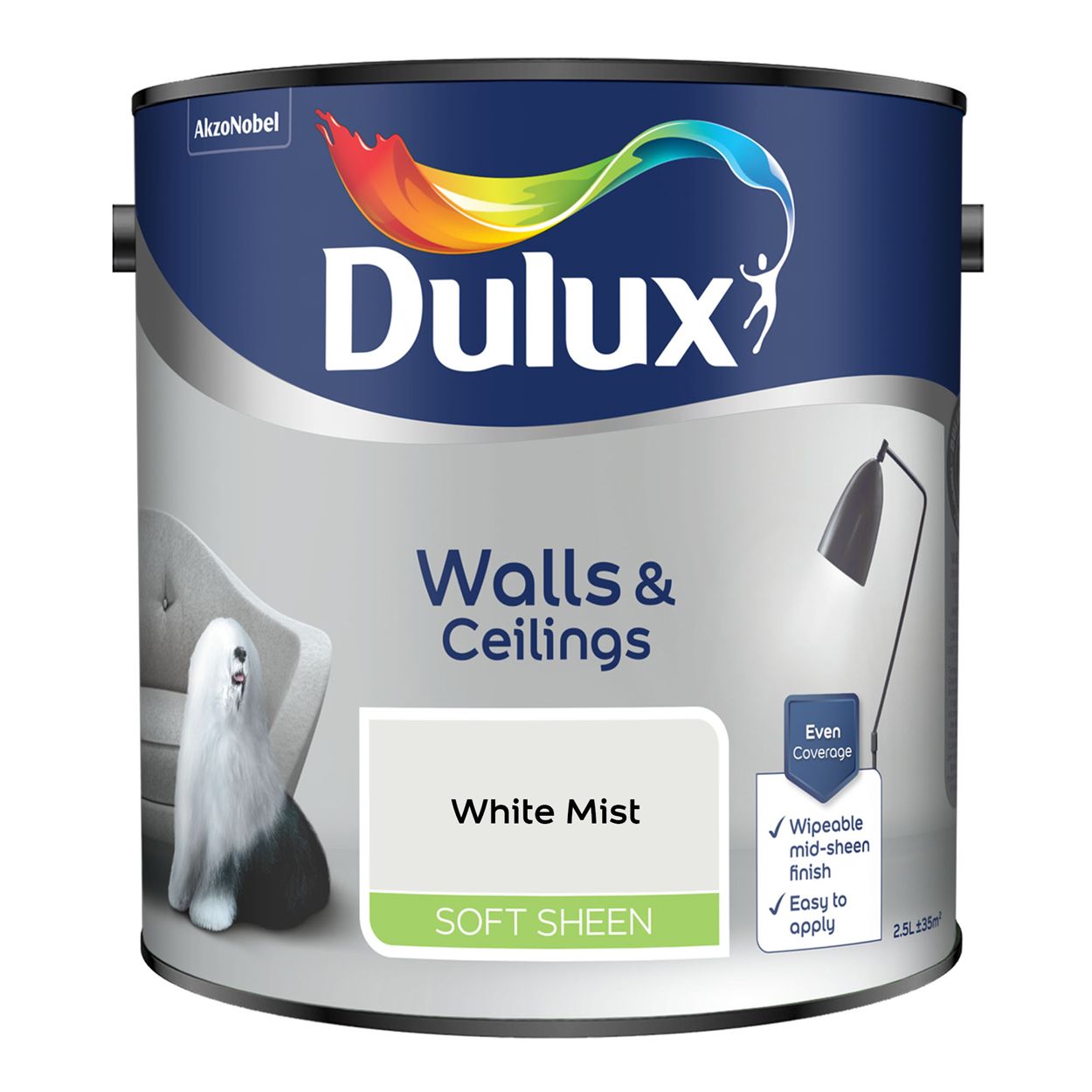 Dulux Walls & Ceilings Soft Sheen White Mist 2.5L